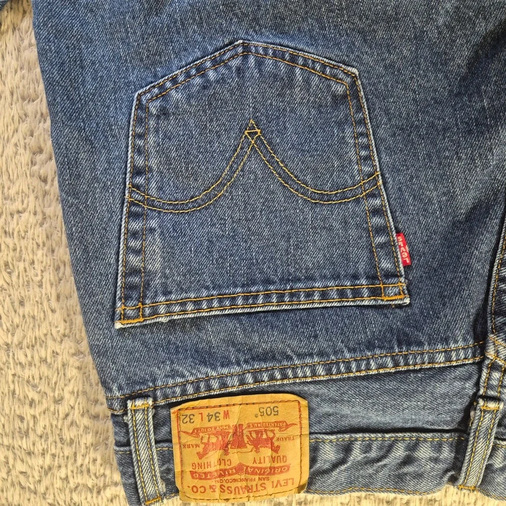 Levi's 505 Straight Fit Mens 34x32 Blue Denim Jeans Regular Fit Classic
